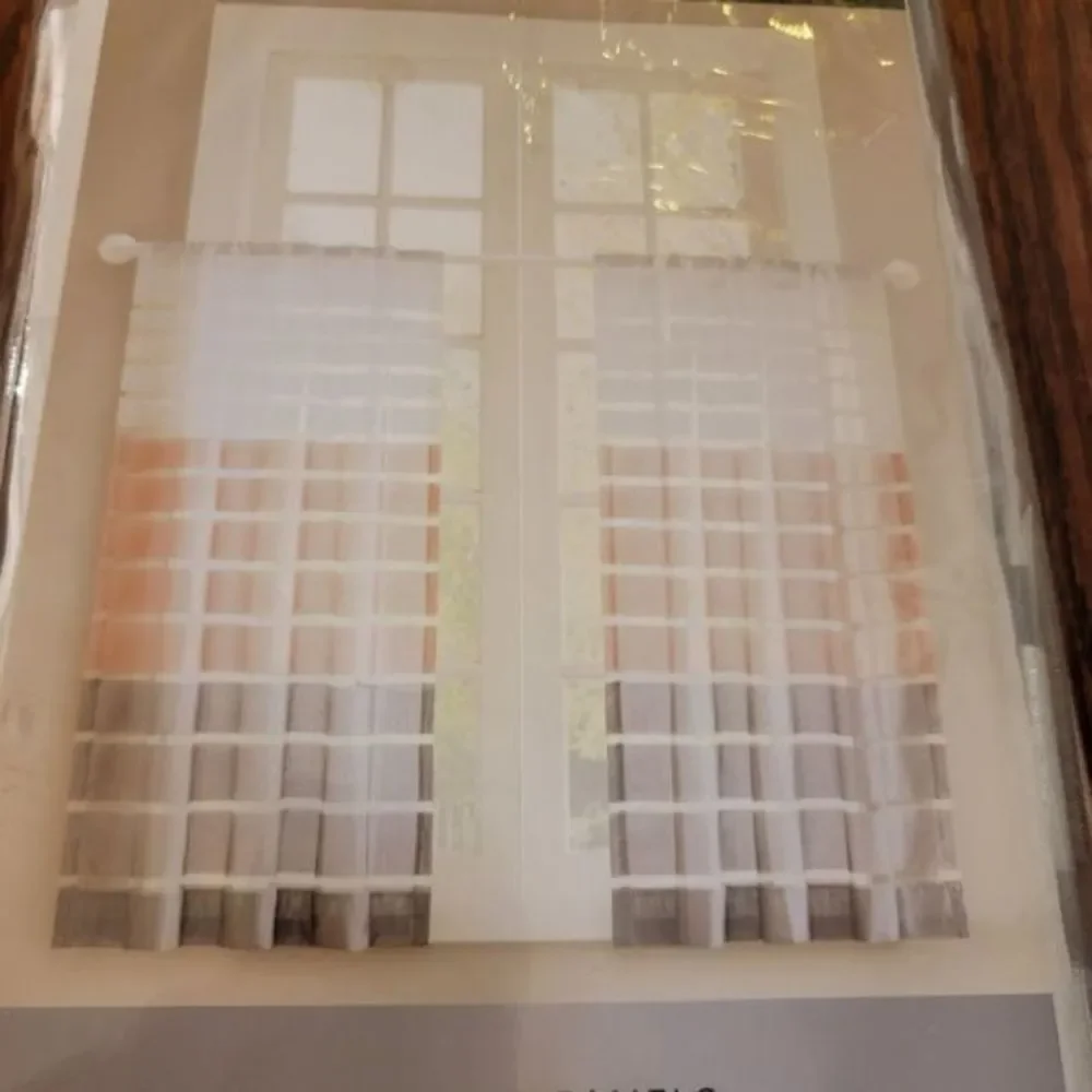 New Pair of DEMI Curtain panels 45 inch long neutral pink‎ grey white beige